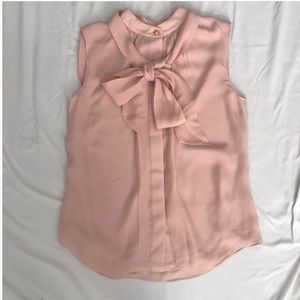 Tory Burch pink sleeveless bow blouse size 8